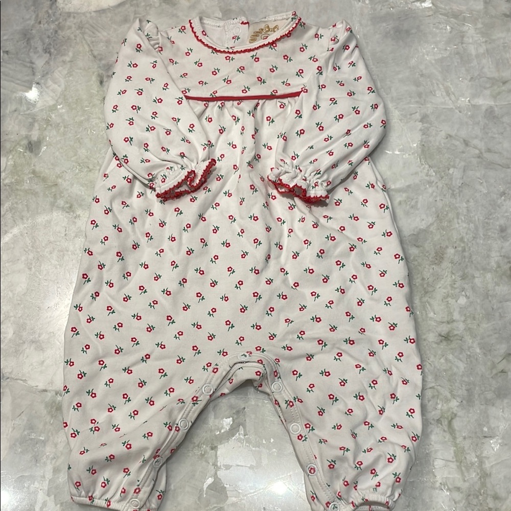 Baby Floral Romper with Red Accents